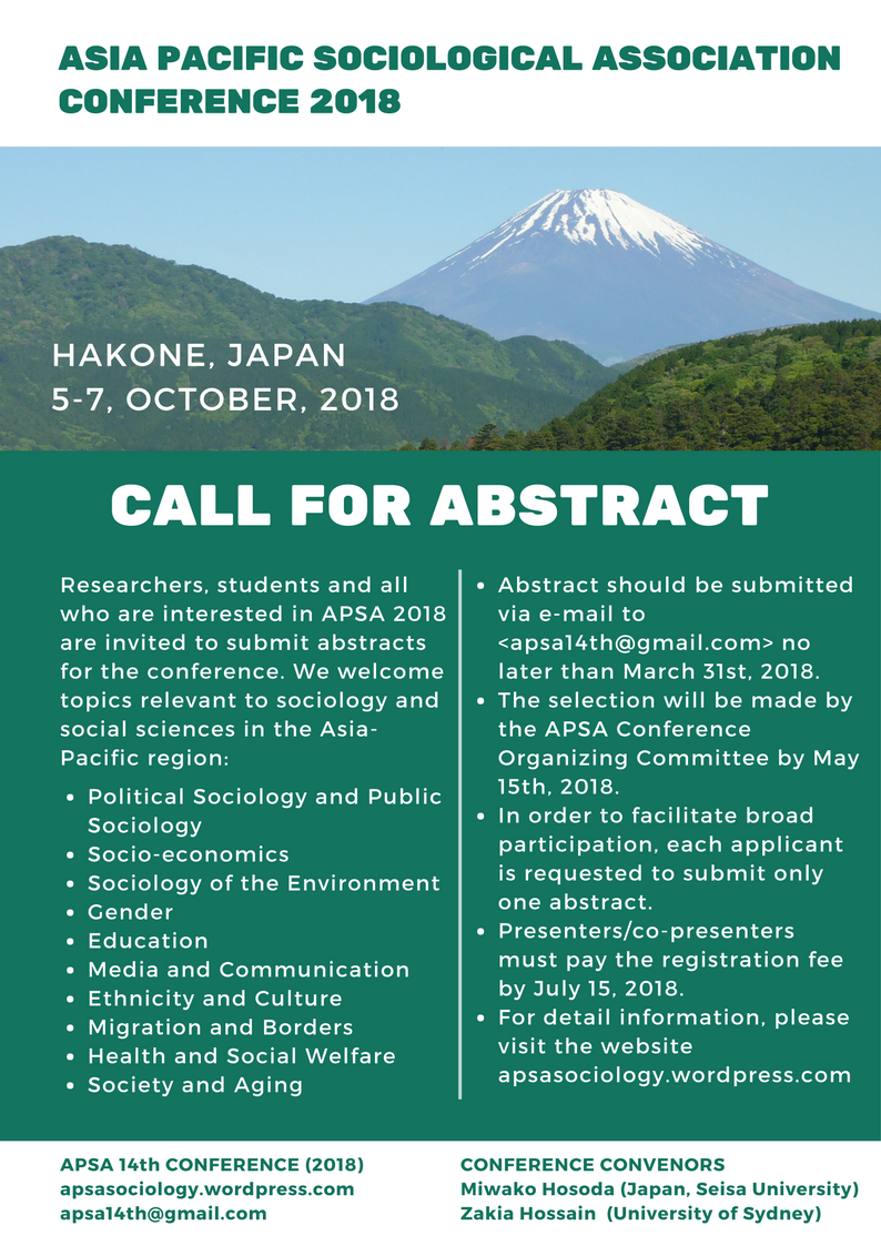 APSA 2018: Call for abstract